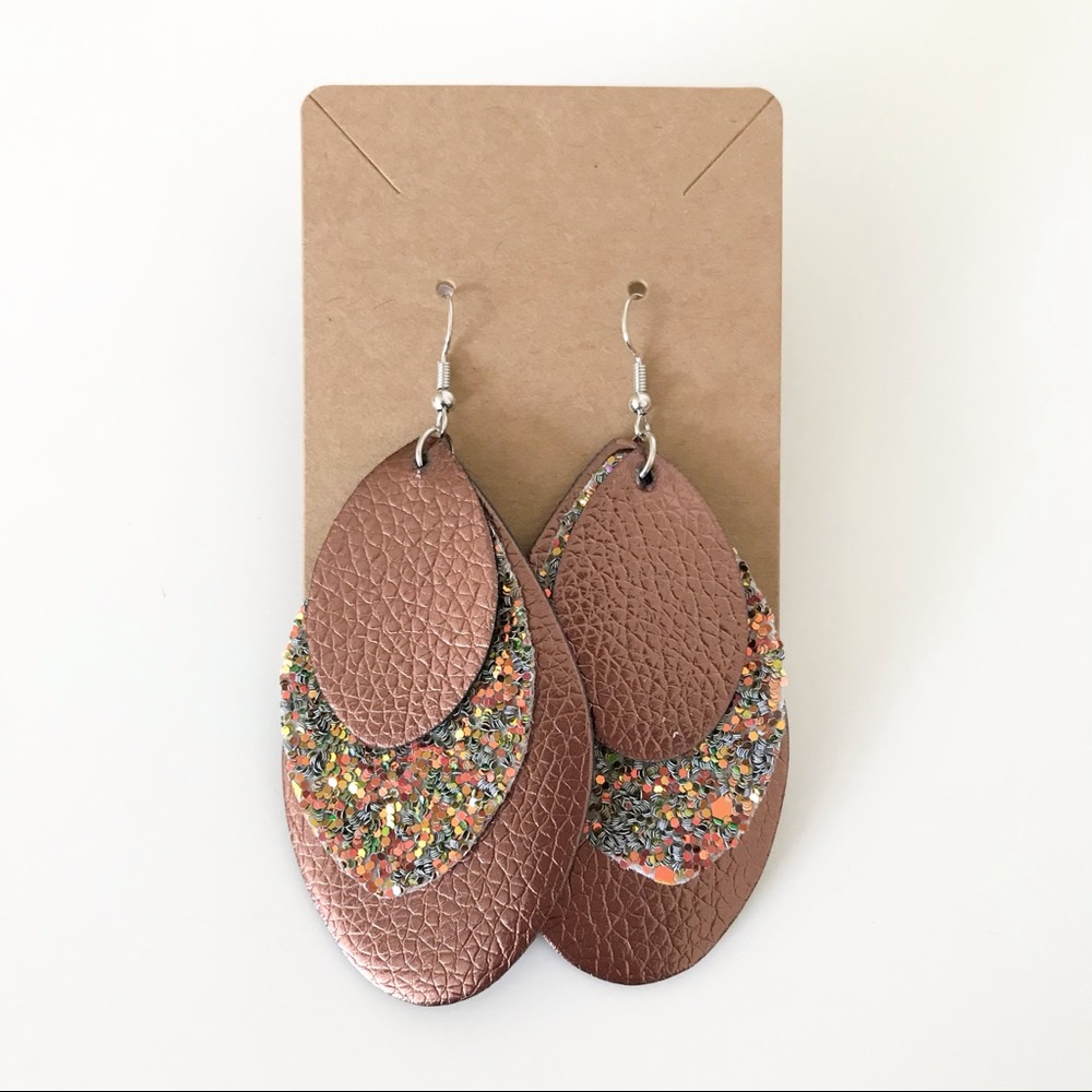 ⭐️4/$10⭐️ Layered Leather + Glitter Earrings